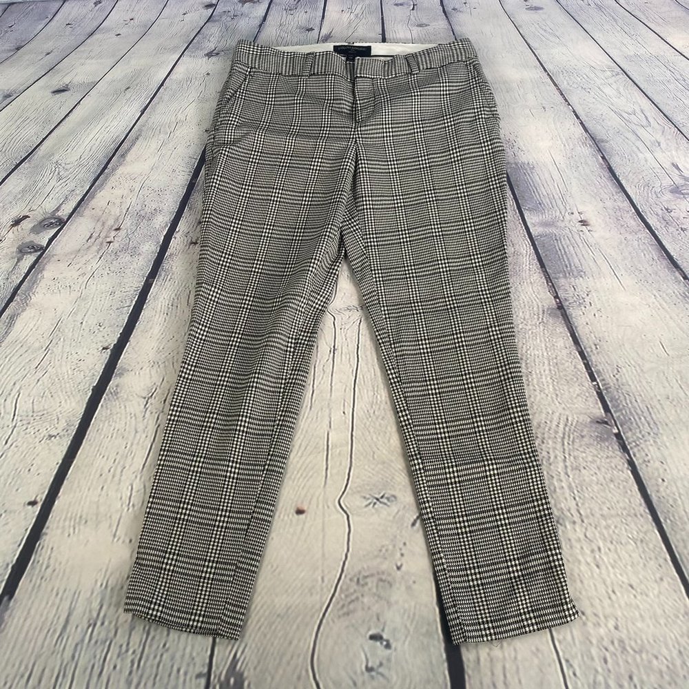 Banana Republic Plaid Houndstooth Cropped Pants Black/White - Picture 2 of 8